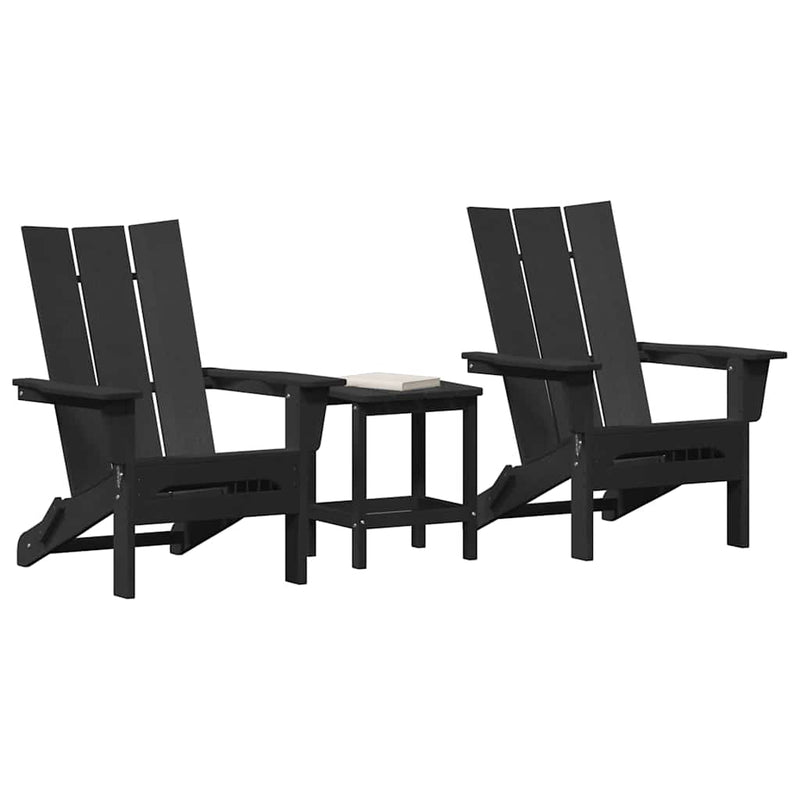 vidaXL Kerti pihenő bútor 3 pcs Fekete 38 x 38 x 46cm Műanyag