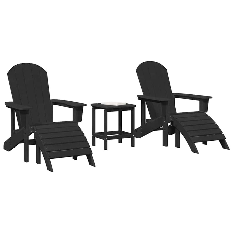 vidaXL Kerti pihenő bútor 3 pcs Fekete 38 x 38 x 46cm Műanyag