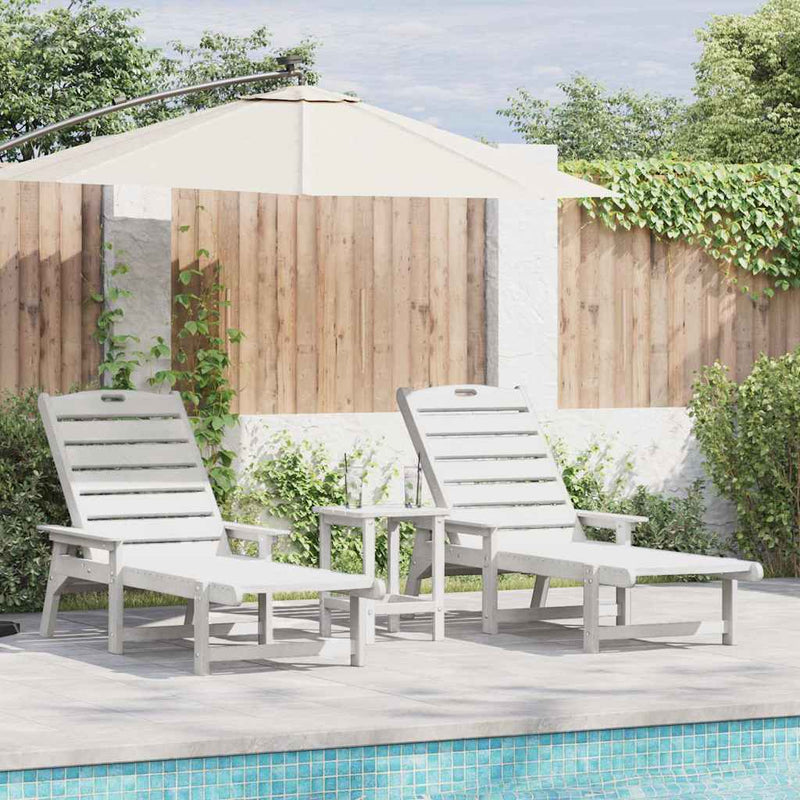 vidaXL Kerti pihenő bútor 2 pcs Fehér 53 x 195.5 x 30 cm Polietilén