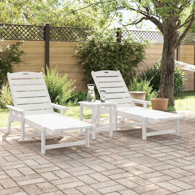 vidaXL Kerti pihenő bútor 2 pcs Fehér 53 x 195.5 x 30 cm Polietilén
