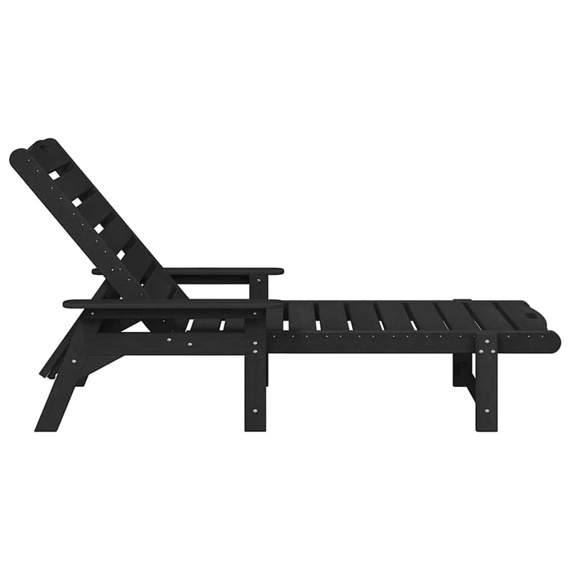 vidaXL Kerti pihenő bútor 2 pcs Fekete 53 x 195.5 x 30 cm Polietilén