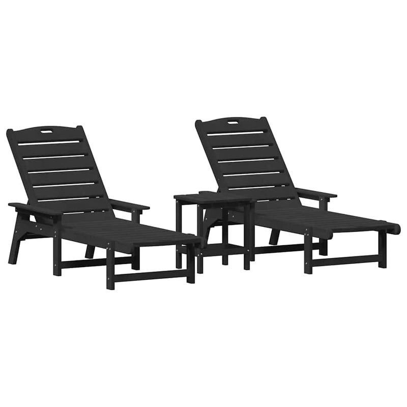 vidaXL Kerti pihenő bútor 3 pcs Fekete 38 x 38 x 46cm Polietilén