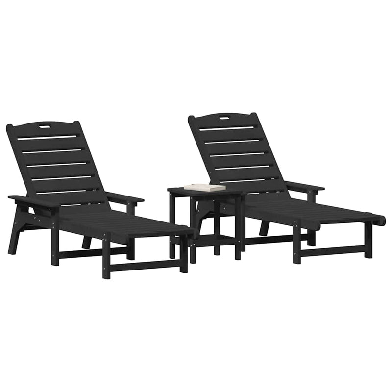 vidaXL Kerti pihenő bútor 3 pcs Fekete 38 x 38 x 46cm Polietilén