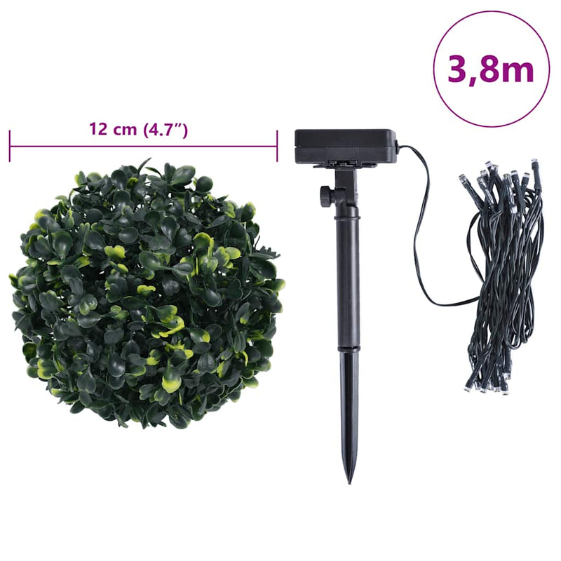 vidaXL 4 db zöld mesterséges boxwood gömbök LED fényekkel 12 cm