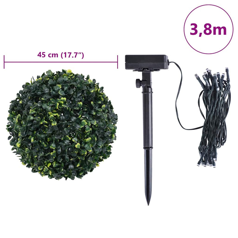 vidaXL 2 db zöld mesterséges boxwood gömbök LED fényekkel 45 cm