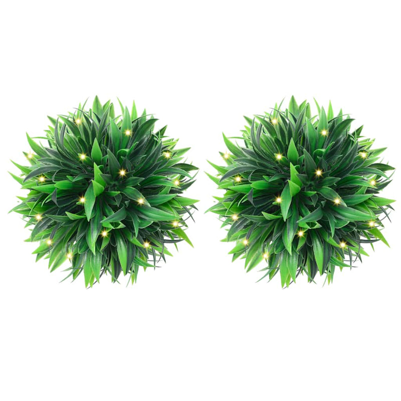 vidaXL 2 db zöld mesterséges boxwood gömbök LED fényekkel 20 cm