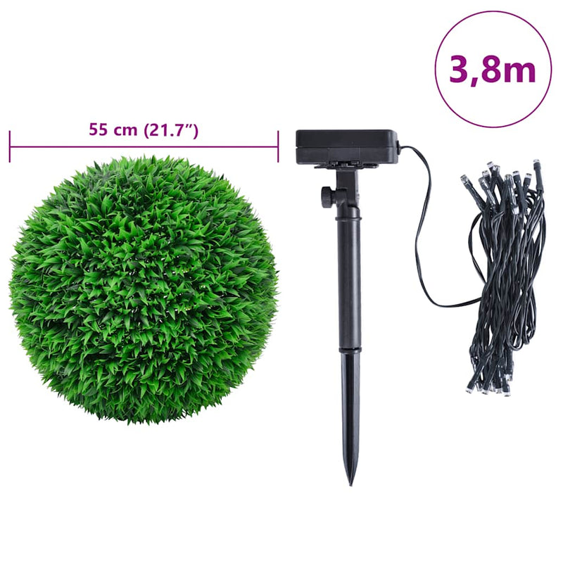 vidaXL 2 db zöld mesterséges boxwood gömbök LED fényekkel 55 cm