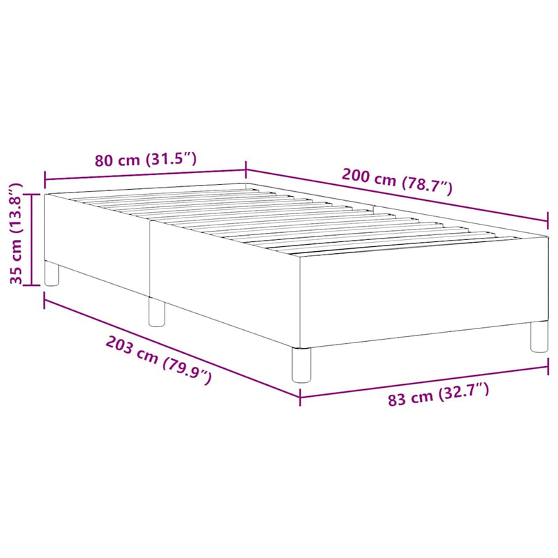 vidaXL Ágykeret Világosszürke 80 x 200 cm Bársony anyag