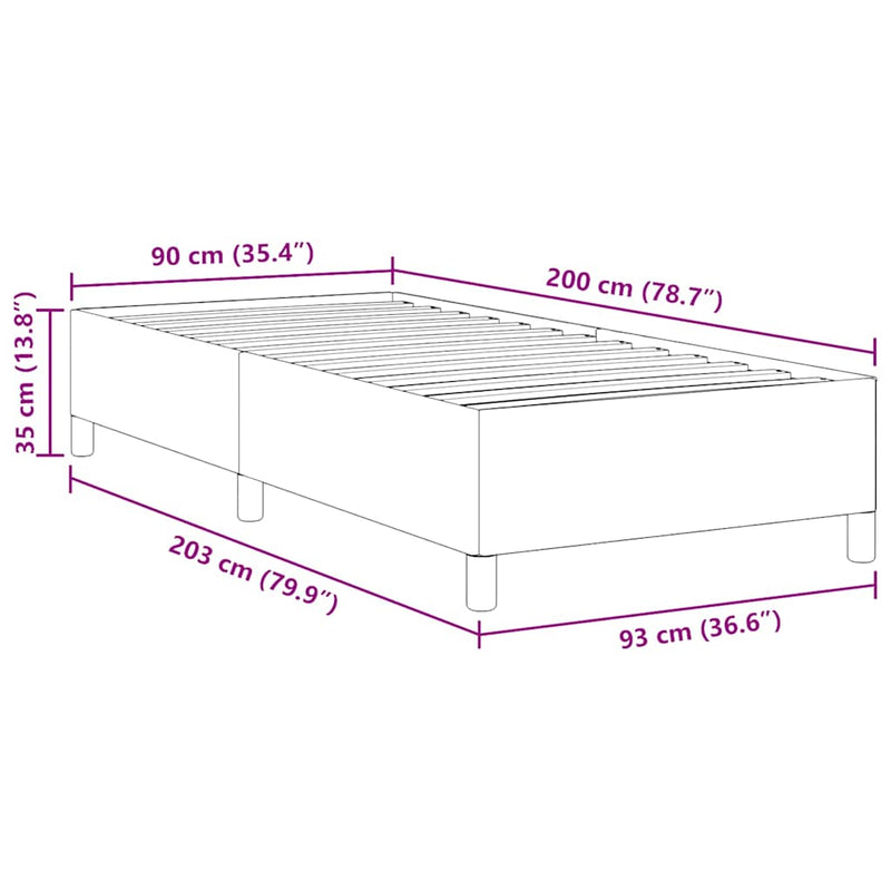 vidaXL Ágykeret Világosszürke 90 x 200 cm Bársony anyag