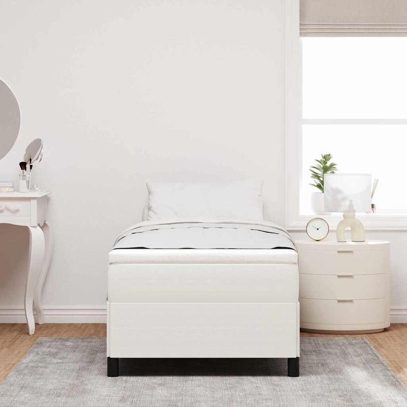 vidaXL Ágykeret Krém 90 x 200 cm Bársony anyag