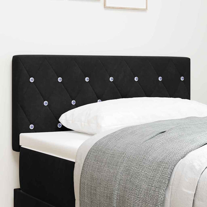 vidaXL Bársony Fejtámla Argyle fejtámlával Fekete 90 cm Bársony
