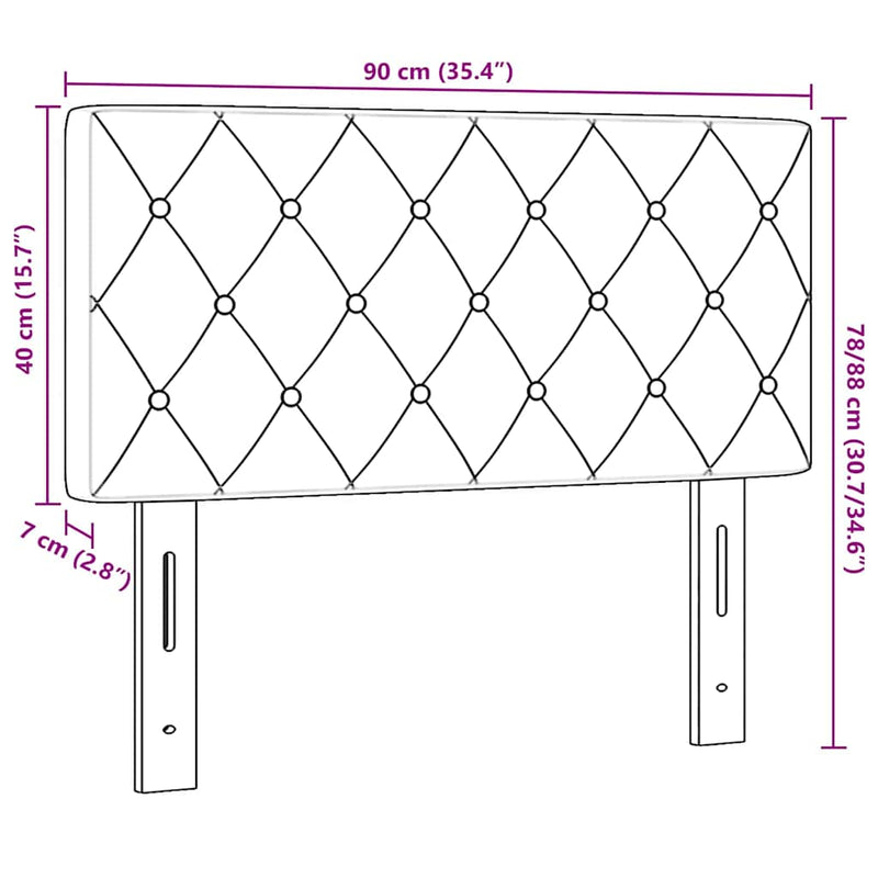 vidaXL Bársony Fejtámla Argyle fejtámlával Rózsaszín 90 cm Bársony