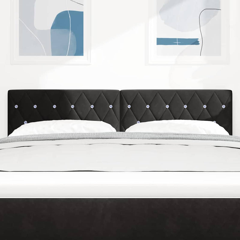 vidaXL Bársony Fejtámla Argyle fejtámlával Fekete 160 cm Bársony