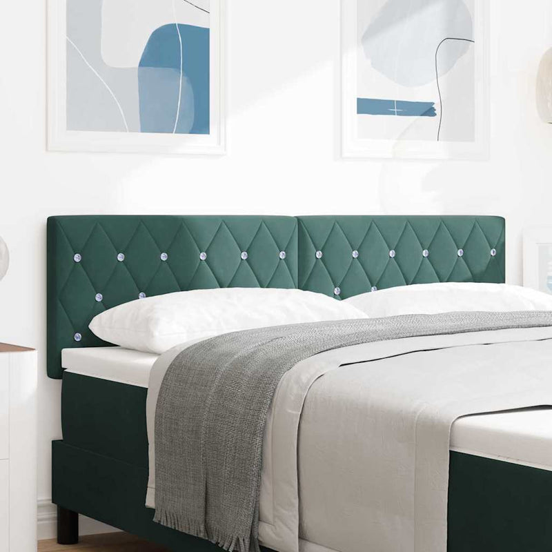 vidaXL Bársony Fejtámla Argyle fejtámlával Sötétzöld 160 cm Bársony