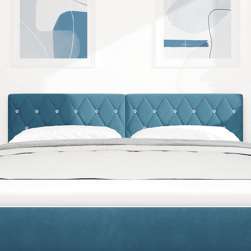vidaXL Bársony Fejtámla Argyle fejtámlával Sötétkék 160 cm Bársony