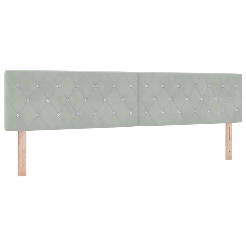 vidaXL Bársony Fejtámla Argyle Világosszürke 200 cm Bársony