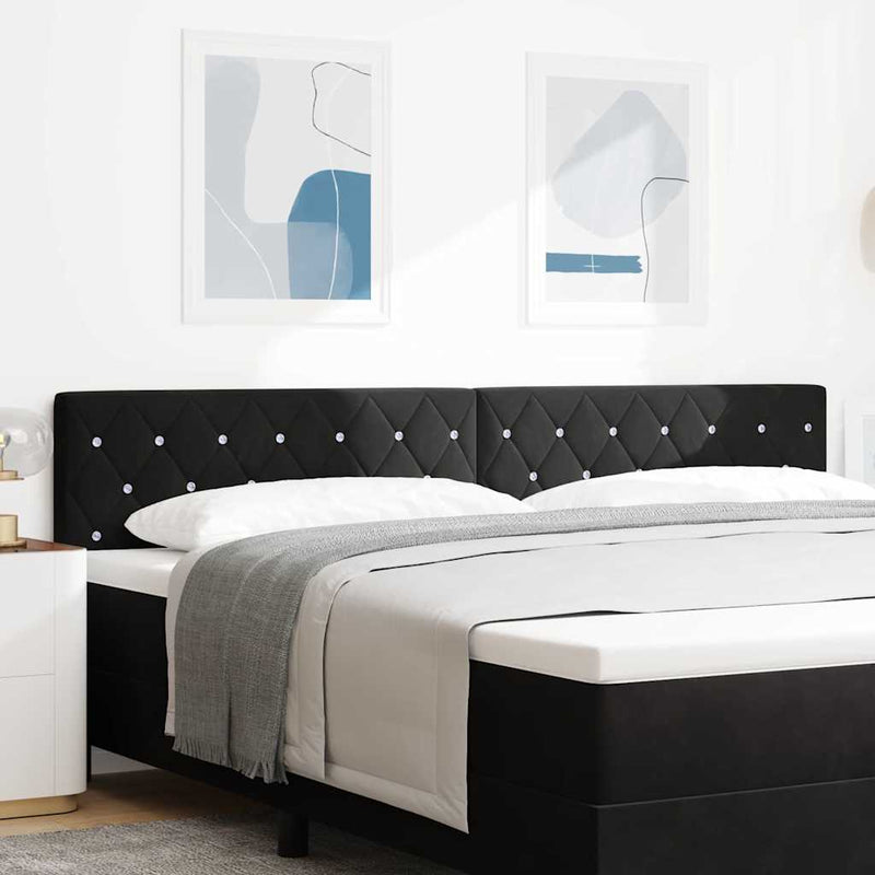 vidaXL Bársony Fejtámla Argyle fejtámlával Kézi Fekete 200 cm Bársony