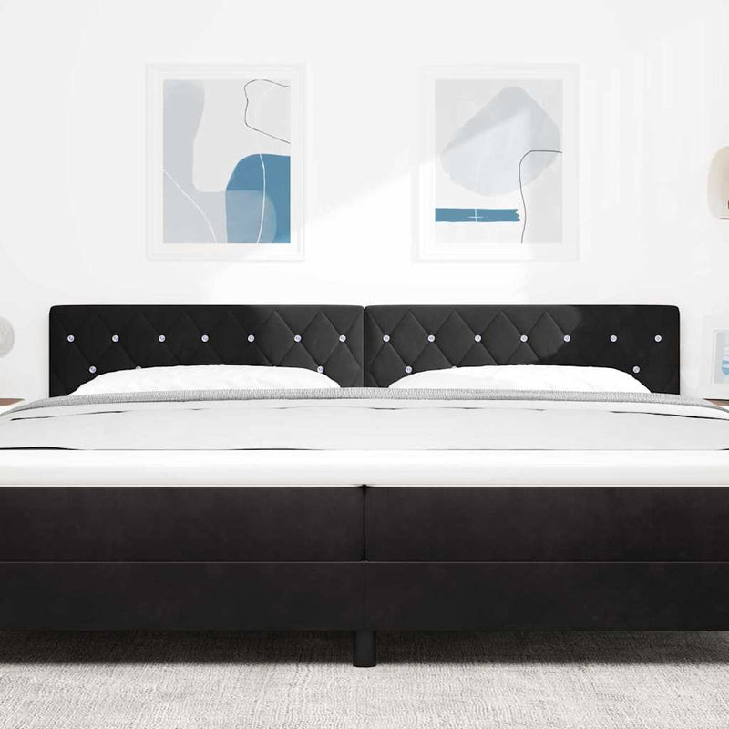 vidaXL Bársony Fejtámla Argyle fejtámlával Fekete 200 cm Bársony