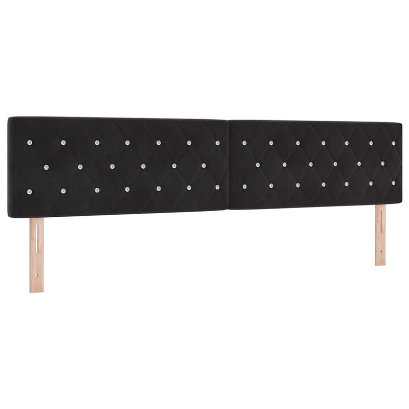 vidaXL Bársony Fejtámla Argyle fejtámlával Fekete 200 cm Bársony