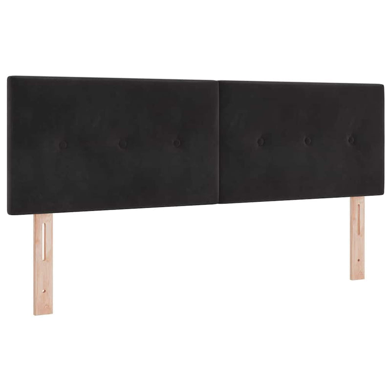 vidaXL Fejtámla Falra szerelhető fejtámlával Fekete 144 cm Bársony