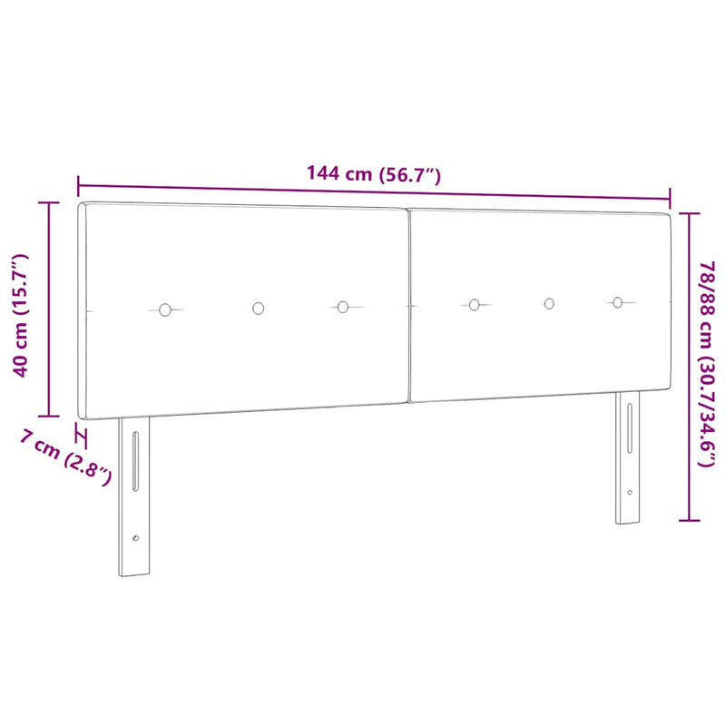 vidaXL Fejtámla Falra szerelhető fejtámlával Fekete 144 cm Bársony