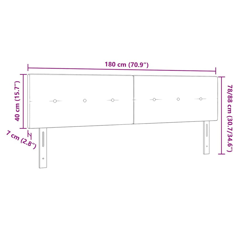 vidaXL Fejtámla fejtámlával Fekete 180 cm szövet