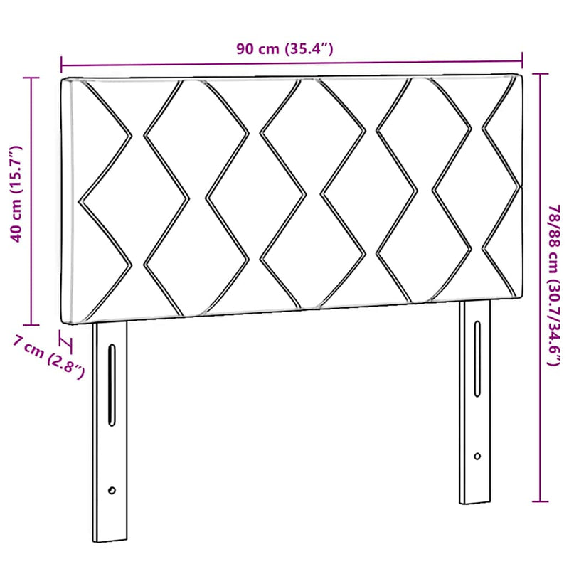 vidaXL Fejtámla Falra szerelhető Geometrikus Sötétkék 90 cm Bársony