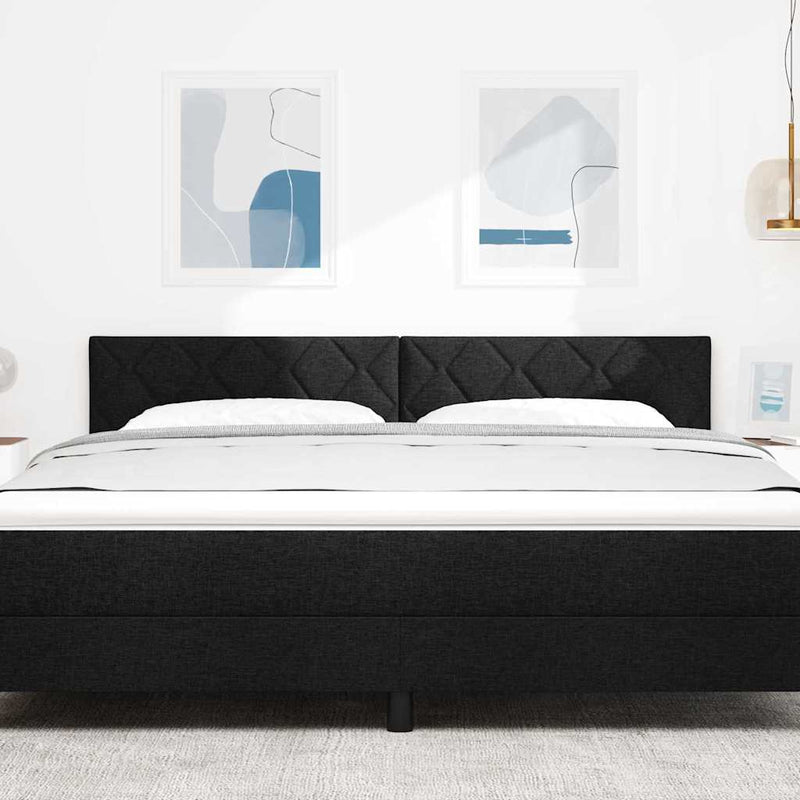 vidaXL Textil Fejtámla Geometrikus fejtámlával Fekete 180 cm szövet