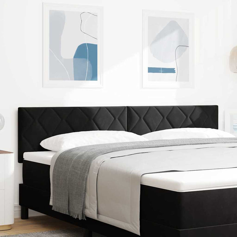 vidaXL Fejtámla Falra szerelhető Geometrikus Fekete 180 cm Bársony