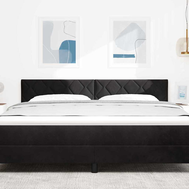 vidaXL Fejtámla Falra szerelhető Geometrikus Fekete 180 cm Bársony