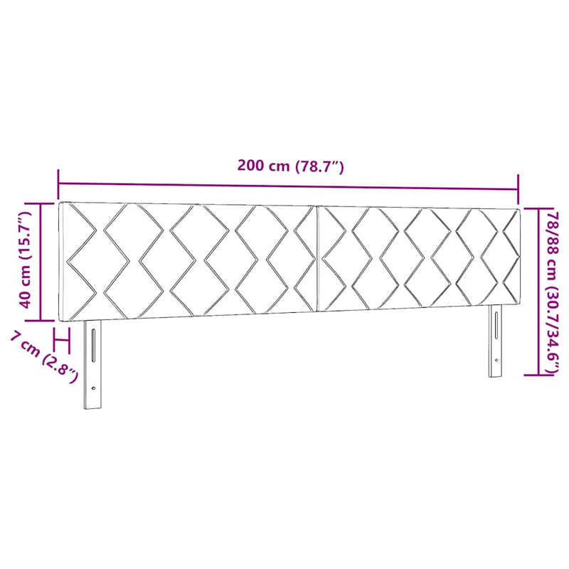 vidaXL Textil Fejtámla Geometrikus fejtámlával Fekete 200 cm szövet