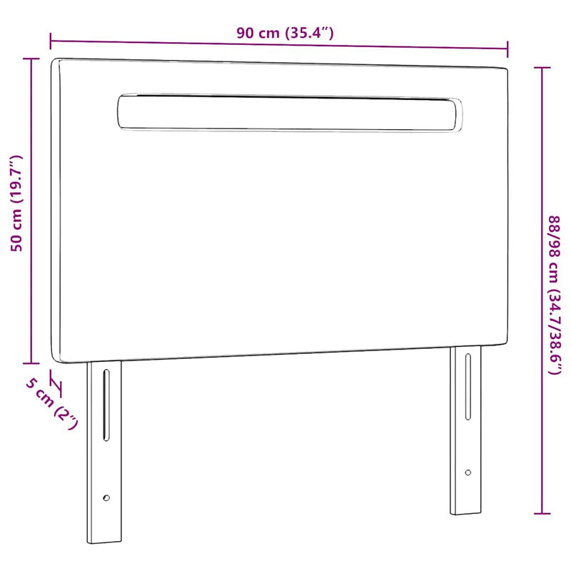 vidaXL Fejtámla LED -es lámpákkal Falra szerelhető Szürke 90 cm PVC