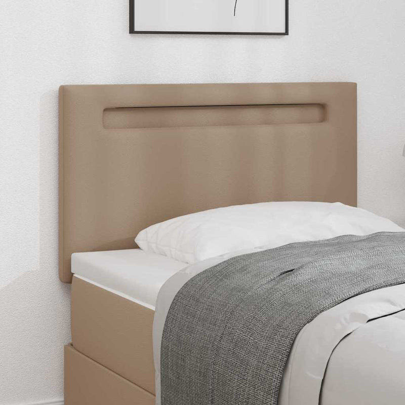 vidaXL Fejtámla LED -es lámpákkal fejtámlával Cappuccino 90 cm PVC