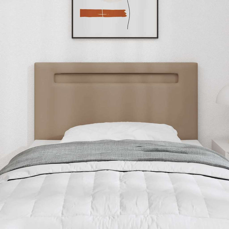 vidaXL Fejtámla LED -es lámpákkal fejtámlával Cappuccino 90 cm PVC