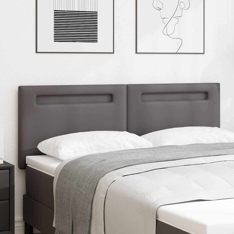vidaXL Fejtámla LED -es lámpákkal Falra szerelhető Szürke 144 cm PVC