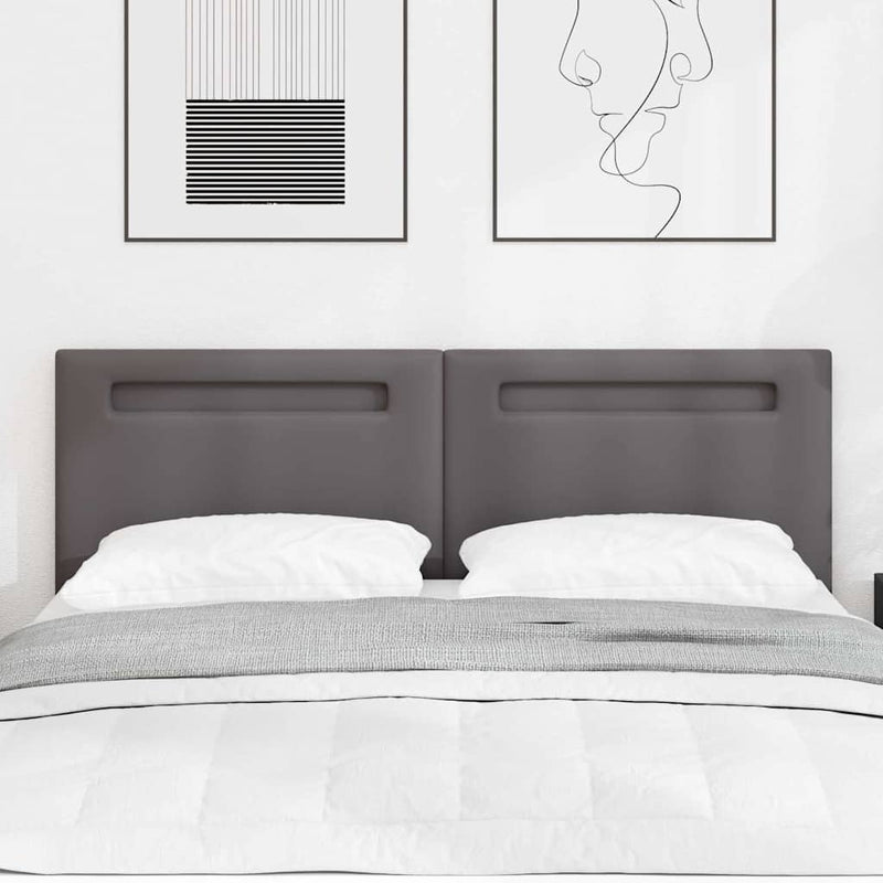 vidaXL Fejtámla LED -es lámpákkal Falra szerelhető Szürke 144 cm PVC