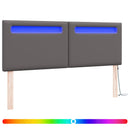 vidaXL LED ágytámla Szürke 144 cm Műbőr