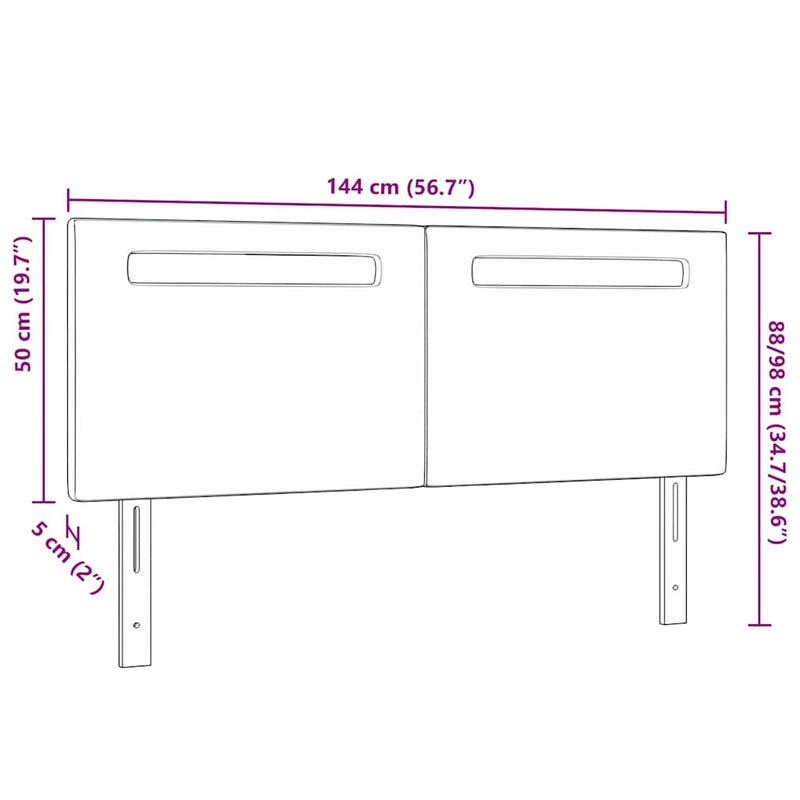 vidaXL Fejtámla LED -es lámpákkal Falra szerelhető Szürke 144 cm PVC