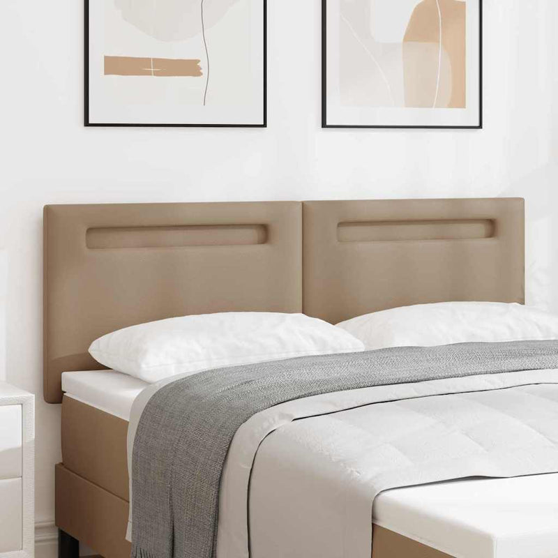 vidaXL Fejtámla LED -es lámpákkal fejtámlával Cappuccino 160 cm PVC
