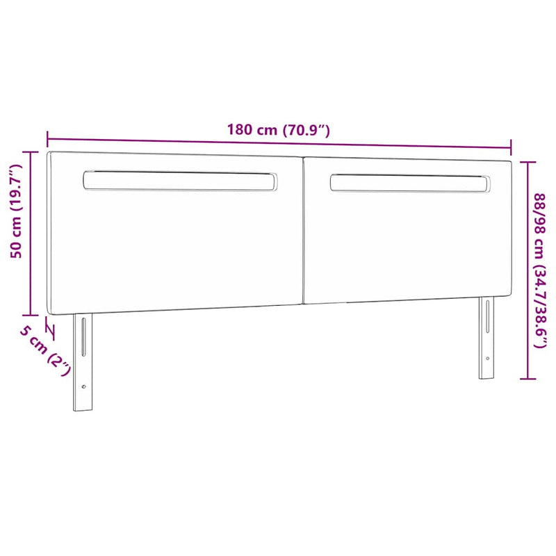 vidaXL Fejtámla LED -es lámpákkal Falra szerelhető Szürke 180 cm PVC