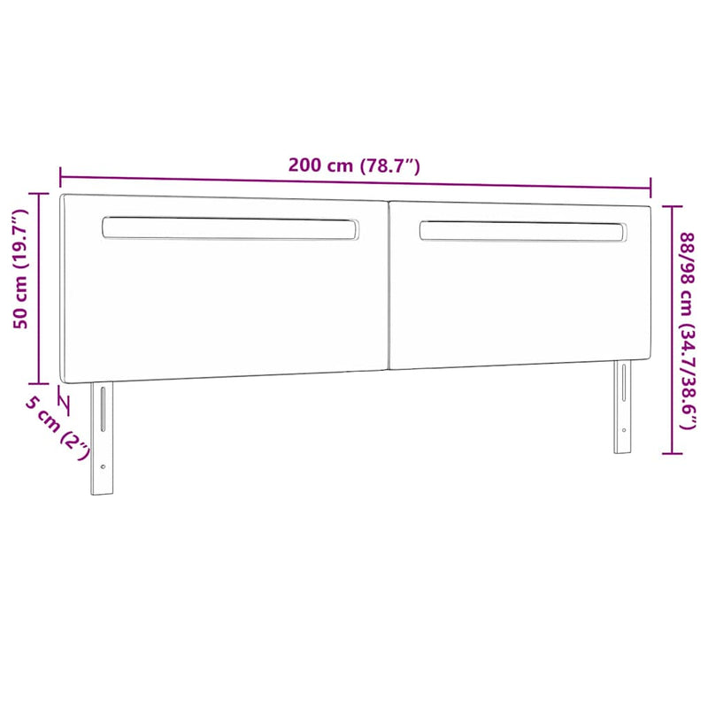 vidaXL Fejtámla LED -es lámpákkal fejtámlával Cappuccino 200 cm PVC