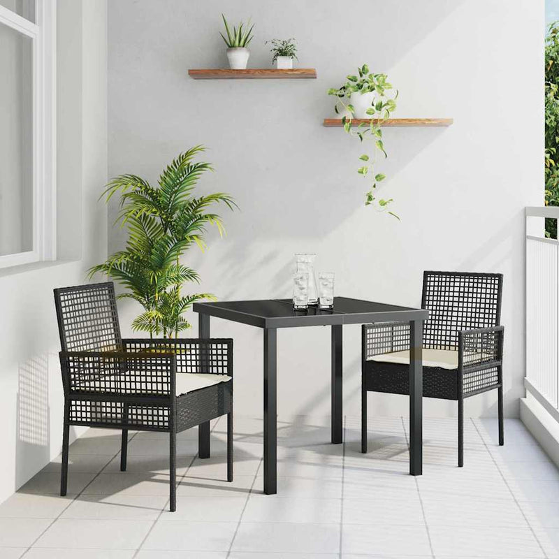 vidaXL Kerti Szék 2 pcs Fekete 53 x 60 x 85cm polirattan