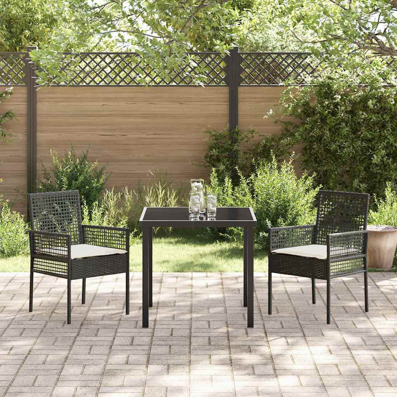 vidaXL Kerti Szék 2 pcs Fekete 53 x 60 x 85cm polirattan
