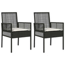 vidaXL Kerti Szék párnával 2 pcs Fekete 55 x 53 x 85 cm polirattan