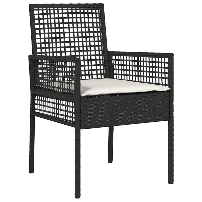 vidaXL Kerti Szék 2 pcs Fekete 53 x 60 x 85cm polirattan