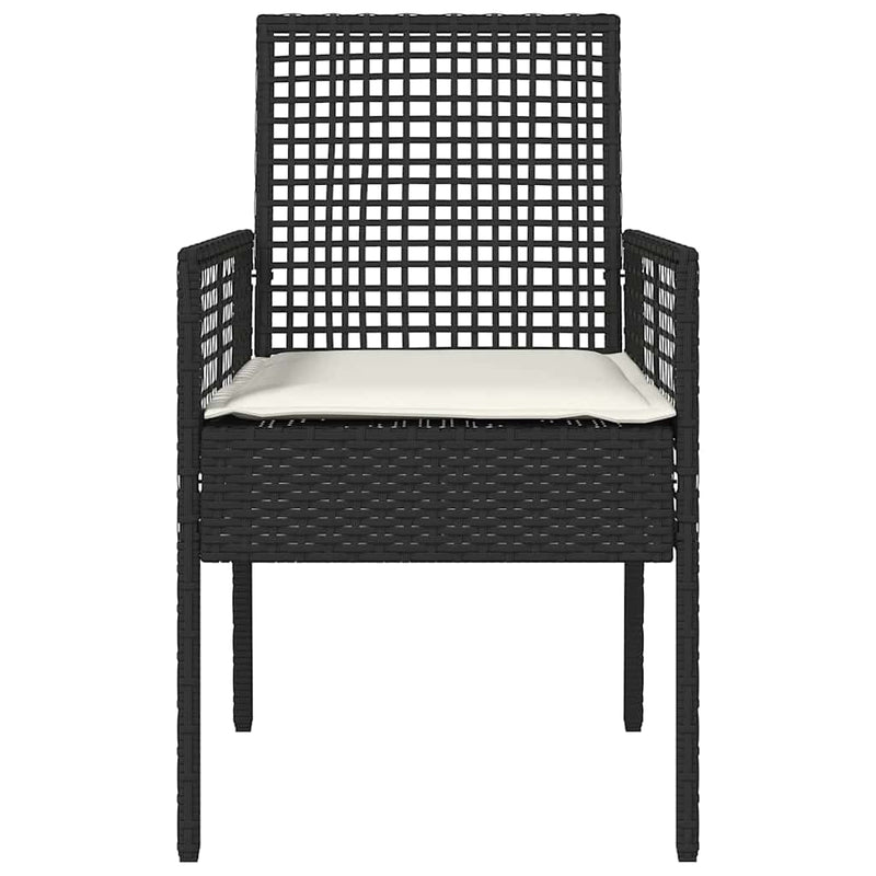 vidaXL Kerti Szék 2 pcs Fekete 53 x 60 x 85cm polirattan