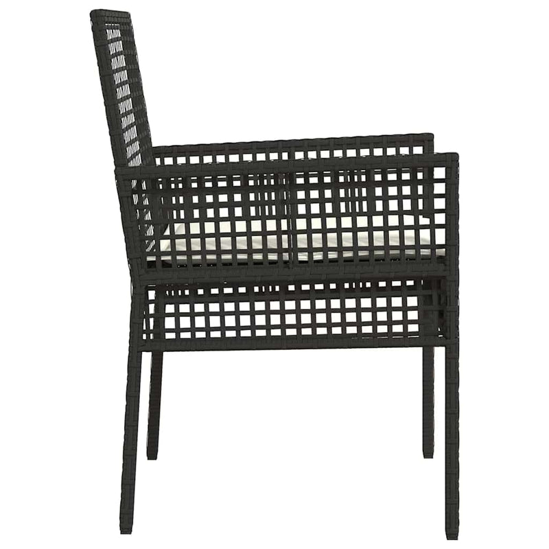 vidaXL Kerti Szék 2 pcs Fekete 53 x 60 x 85cm polirattan