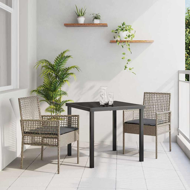 vidaXL Kerti Szék 2 pcs Szürke 53 x 60 x 85cm polirattan