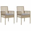 vidaXL Kerti Szék párnával 2 pcs Bézs 55 x 53 x 85 cm polirattan