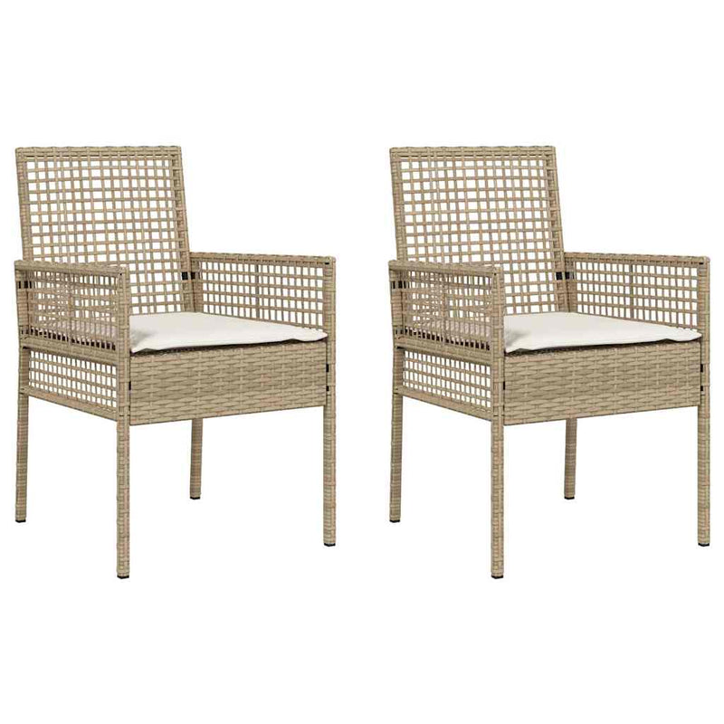 vidaXL Kerti Szék 2 pcs Bézs 53 x 60 x 85cm polirattan